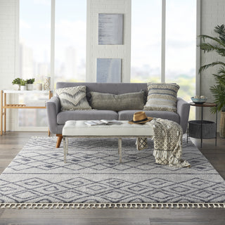 Diamond Trellis Shag DMT02 Grey/Slate Area Rug by Nourison