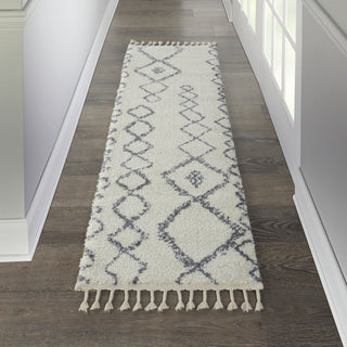 Diamond Trellis Shag DMT03 Ivory/Slate Area Rug by Nourison