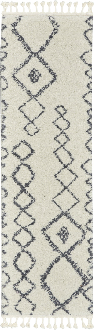 Diamond Trellis Shag DMT03 Ivory/Slate Area Rug by Nourison