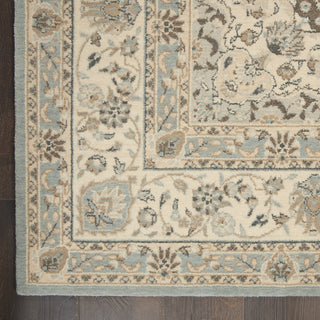 Living Treasures LI15 Aqua/Ivory Area Rug by Nourison Corner Image