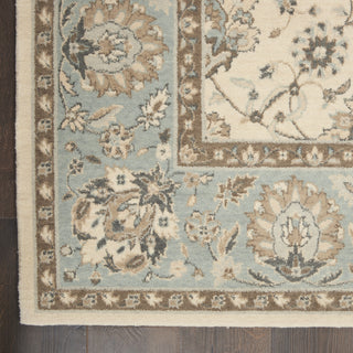 Living Treasures LI16 Ivory/Aqua Area Rug by Nourison Corner Image