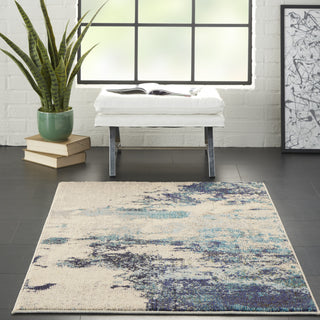 Nourison Celestial CES02 Ivory/Teal Blue Area Rug In Home 