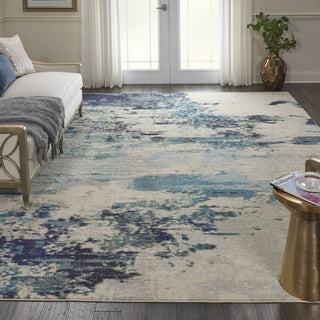 Nourison Celestial CES02 Ivory/Teal Blue Area Rug Room Scene Featured