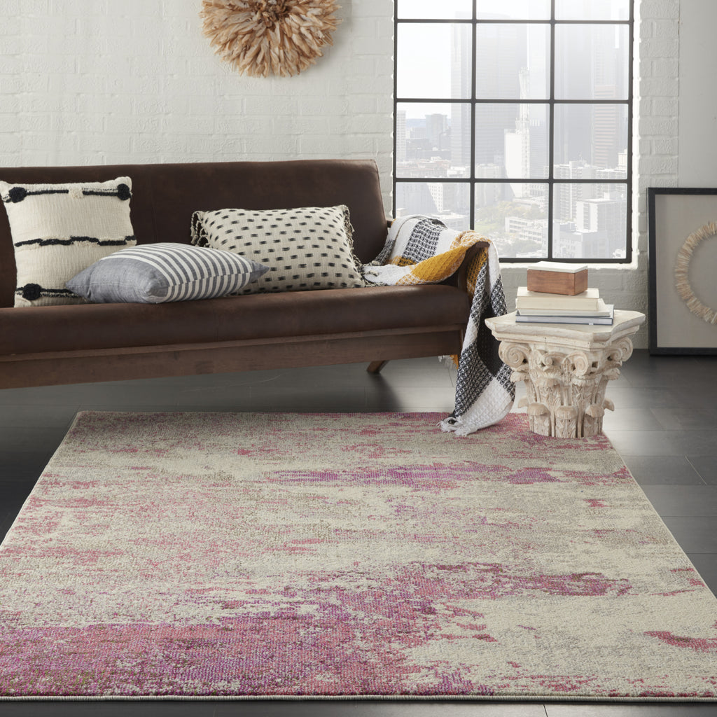 Celestial CES02 Ivory/Pink Area Rug by Nourison Room Scene Featured