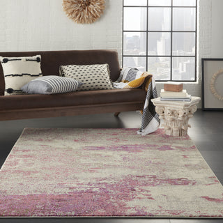 Celestial CES02 Ivory/Pink Area Rug by Nourison Room Scene Featured