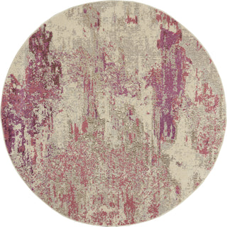 Celestial CES02 Ivory/Pink Area Rug by Nourison Round