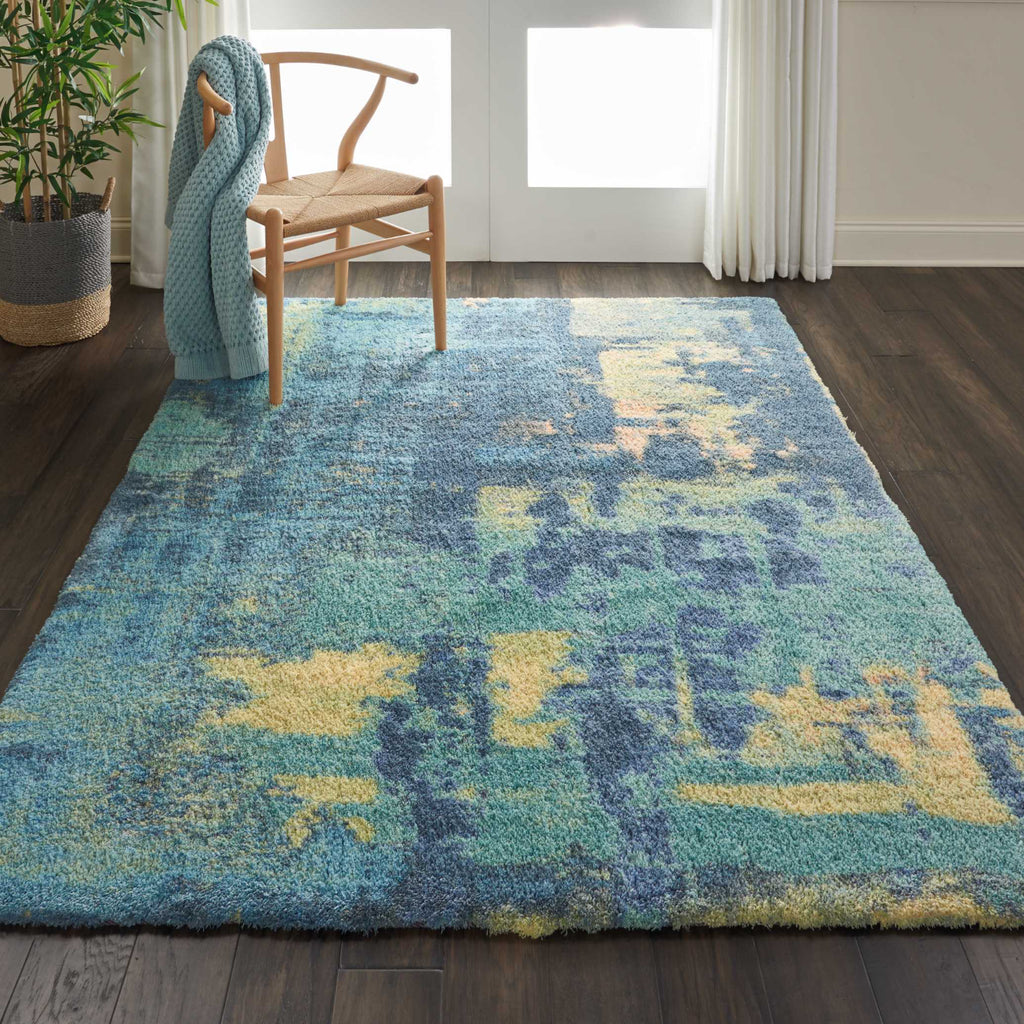 Nourison Abstract Shag ABS03 Multicolor Area Rug Room Image Feature