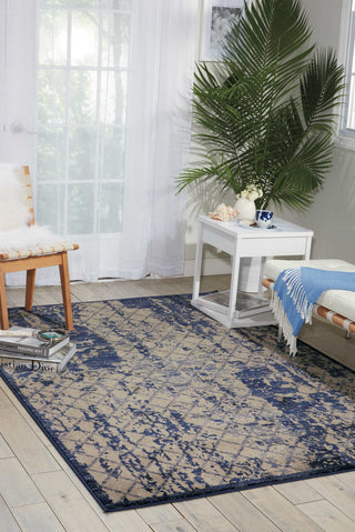 Nourison Ararat ARA05 Ivory/Navy Area Rug Room Image Feature