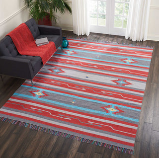 Nourison Baja BAJ01 Gry/Red Area Rug Room Image Feature