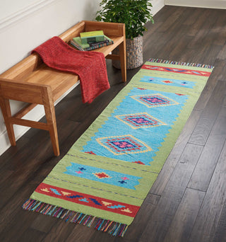 Nourison Baja BAJ02 Blue Green Area Rug Room Image Feature