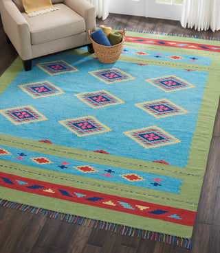 Nourison Baja BAJ02 Blue Green Area Rug Room Image Feature