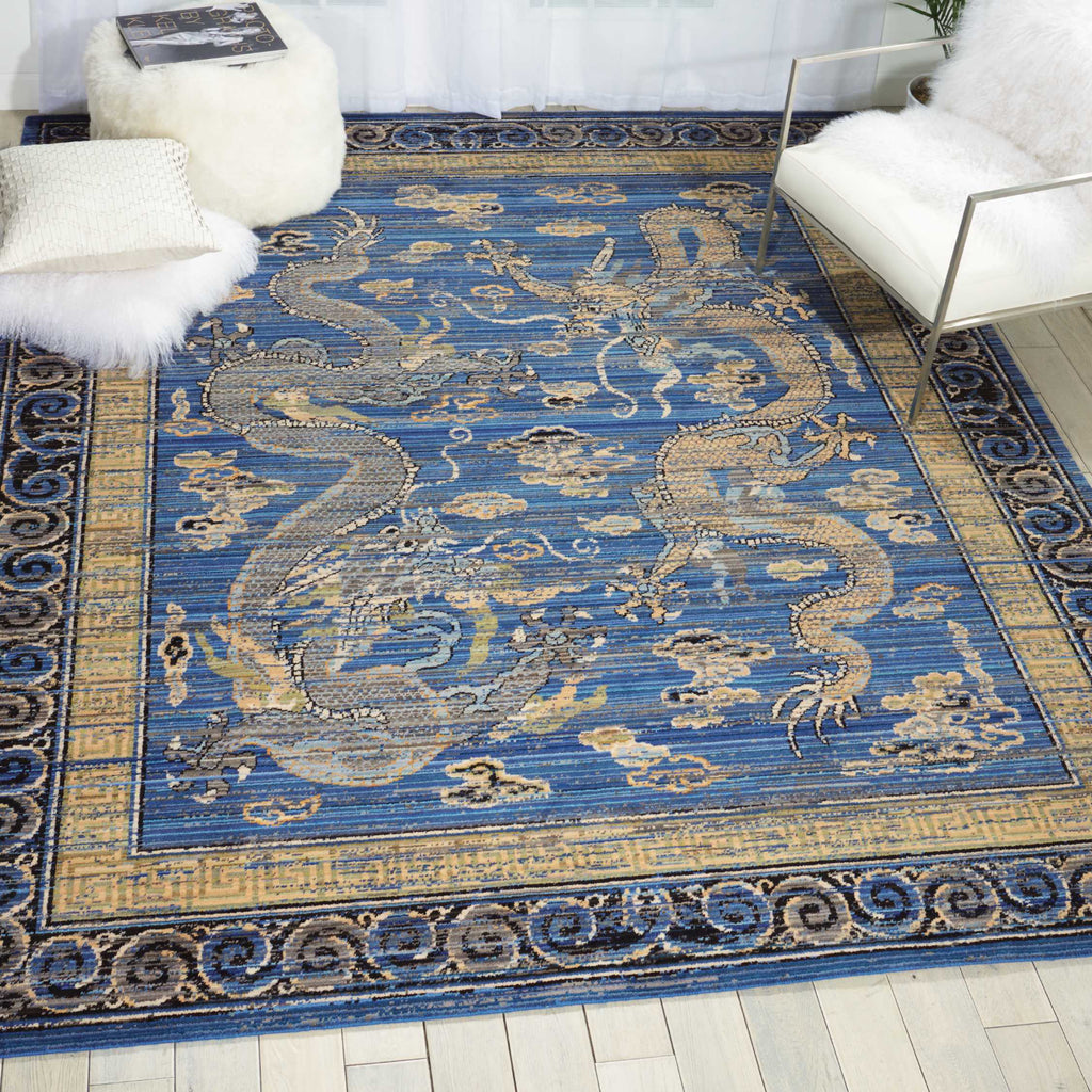 Nourison Bbl16 Dynasty DYN06 Azure Blue Area Rug by Barclay Butera Room Image Feature