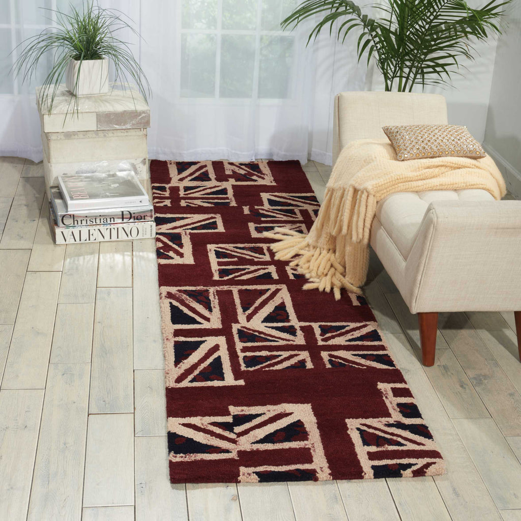 Nourison Intermix INT05 Union Jack Area Rug by Barclay Butera Room Image Feature