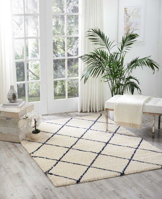 Nourison Brisbane BRI03 Ivory Blue Area Rug Room Image Feature