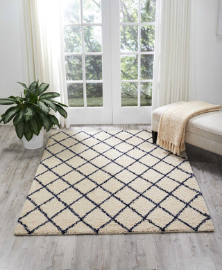 Nourison Brisbane BRI08 Ivory Blue Area Rug Room Image Feature