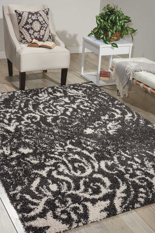 Nourison Brisbane BRI09 Black/White Area Rug Room Image Feature