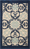 Nourison Caribbean CRB02 Ivory Navy Area Rug 1'9'' X 2'9''