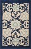 Nourison Caribbean CRB02 Ivory Navy Area Rug 1'9'' X 2'9''