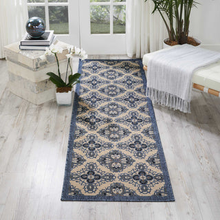 Nourison Caribbean CRB10 Ivory Blue Area Rug Room Image