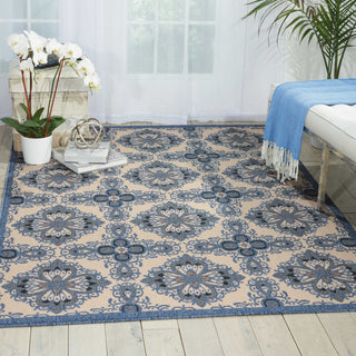 Nourison Caribbean CRB10 Ivory Blue Area Rug Room Image Feature