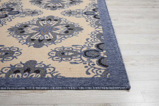 Nourison Caribbean CRB10 Ivory Blue Area Rug Detail Image