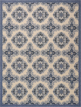 Nourison Caribbean CRB10 Ivory Blue Area Rug 7'10'' X 10'6''