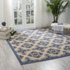 Nourison Caribbean CRB10 Ivory Blue Area Rug Room Image Feature