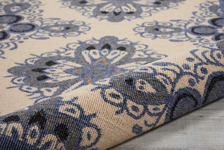 Nourison Caribbean CRB10 Ivory Blue Area Rug Detail Image