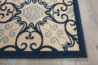 Nourison Caribbean CRB02 Ivory Navy Area Rug Detail Image