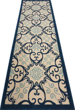 Nourison Caribbean CRB02 Ivory Navy Area Rug Runner Image