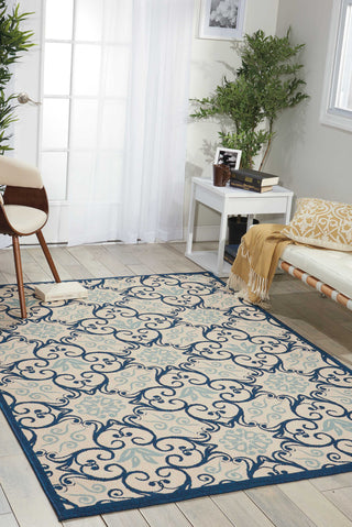 Nourison Caribbean CRB02 Ivory Navy Area Rug Room Image