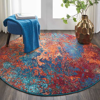 Nourison Celestial CES08 Atlantic Area Rug Round In Room 