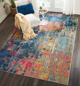 Nourison Celestial CES09 Blue/Yellow Area Rug Room Image Feature