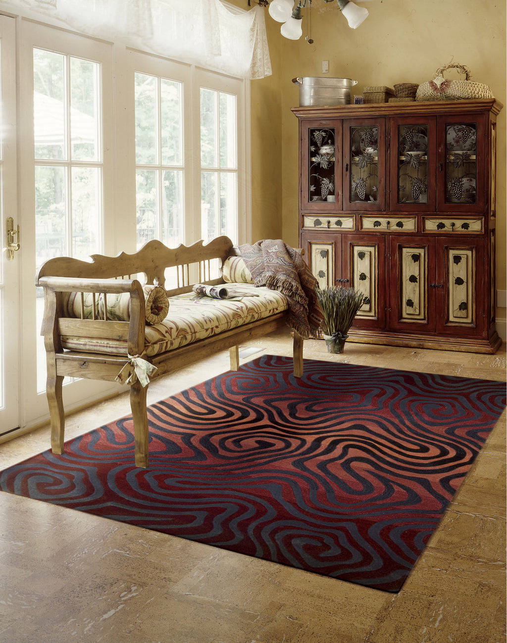 Nourison Contour CON24 Sangria Area Rug 5' X 8' Living Space Shot Feature