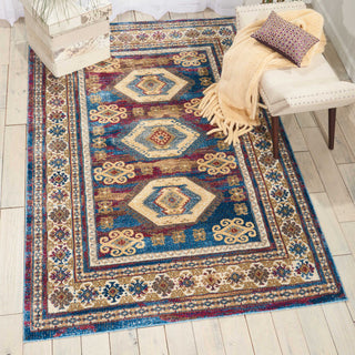 Nourison Covina COV03 Blue Area Rug Room Image Feature