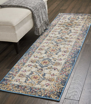 Nourison Covina COV04 Ivory Blue Area Rug Room Image