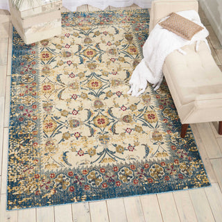 Nourison Covina COV04 Ivory Blue Area Rug Room Image