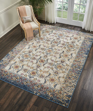 Nourison Covina COV04 Ivory Blue Area Rug Room Image Feature