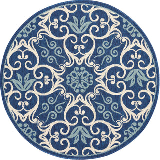 Nourison Caribbean CRB02 Navy Area Rug Round