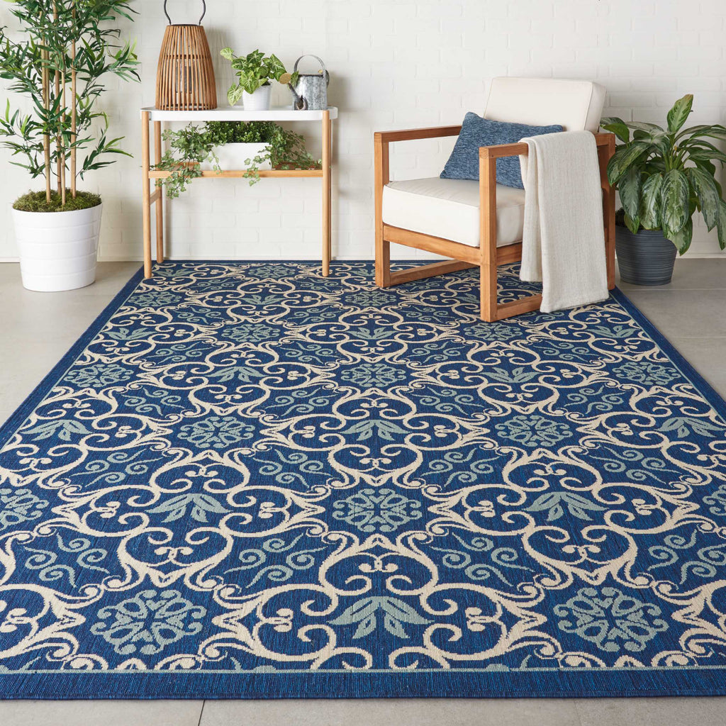 Nourison Caribbean CRB02 Navy Area Rug Room Scene Featured