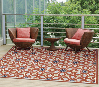 Nourison Caribbean CRB07 Rust Area Rug 6' X 8' Outdoor Shot Feature