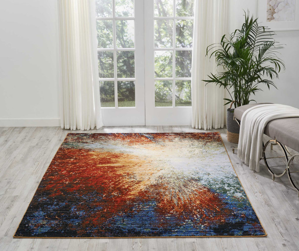 Nourison Chroma CRM02 Red Flare Area Rug Room Image Feature