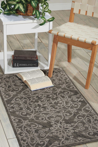 Nourison Damask DAS01 Grey Area Rug Room Image Feature