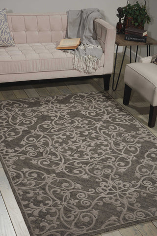 Nourison Damask DAS01 Grey Area Rug Room Image