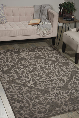 Nourison Damask DAS01 Grey Area Rug 5' X 7'