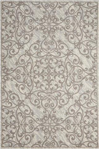 Nourison Damask DAS01 Ivory/Grey Area Rug 5' X 7'