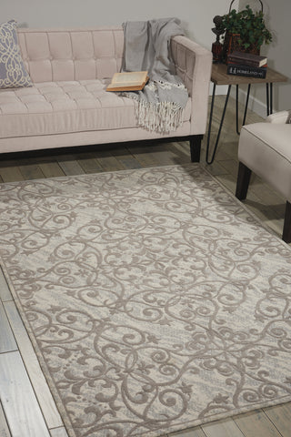 Nourison Damask DAS01 Ivory/Grey Area Rug 5' X 7' Feature