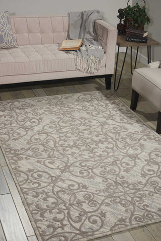 Nourison Damask DAS01 Ivory/Grey Area Rug Room Image