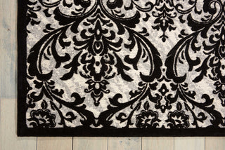 Nourison Damask DAS02 Black/White Area Rug Corner Image