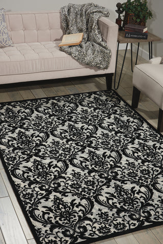 Nourison Damask DAS02 Black/White Area Rug 5' X 7' Feature